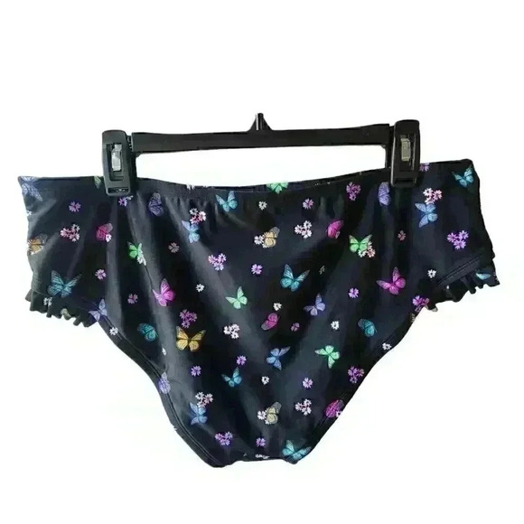 California Waves Plus Fly Away Black Multi Bikini Bottom Size 16/18 Butterfly - Picture 3 of 8
